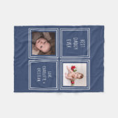 2枚の写真文字デザインと自分のパーソナライズされた写真 フリースブランケット (正面(横))