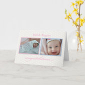 2枚の写真新生児おめでとうございますカスタマイズ可能Na カード (黄色い花)