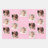 2枚の写真最高の「お母さん」と可愛いピンクのハート ラッピングペーパーシート (正面3)