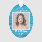 2枚の写真水背景オーバルクリスマス オーナメント (正面)