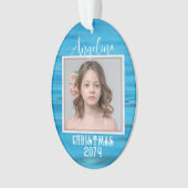 2枚の写真水背景オーバルクリスマス オーナメント (正面)