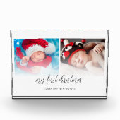 2枚の写真生まれたばかりの個人用初めてのクリスマスフォトブロック フォトブロック (正面)