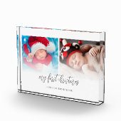 2枚の写真生まれたばかりの個人用初めてのクリスマスフォトブロック フォトブロック (右)