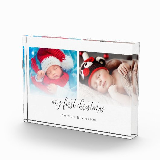 2枚の写真生まれたばかりの個人用初めてのクリスマスフォトブロック フォトブロック (右)