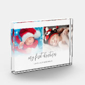 2枚の写真生まれたばかりの個人用初めてのクリスマスフォトブロック フォトブロック (左)