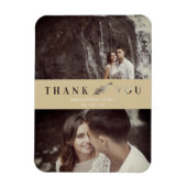 2枚の写真結婚のカップル金ゴールドカット紙効果 マグネット (縦)