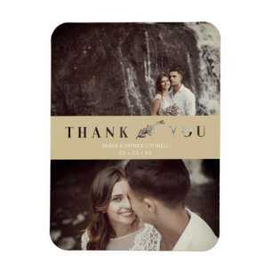 2枚の写真結婚のカップル金ゴールドカット紙効果 マグネット