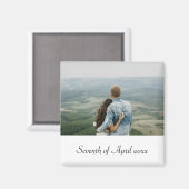 2枚の写真結婚の日付磁石 マグネット (正面/裏面)