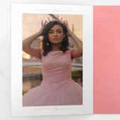 2枚の写真金ゴールドとバラピンクキンセアニェラ 三つ折り招待状 (内部最初)