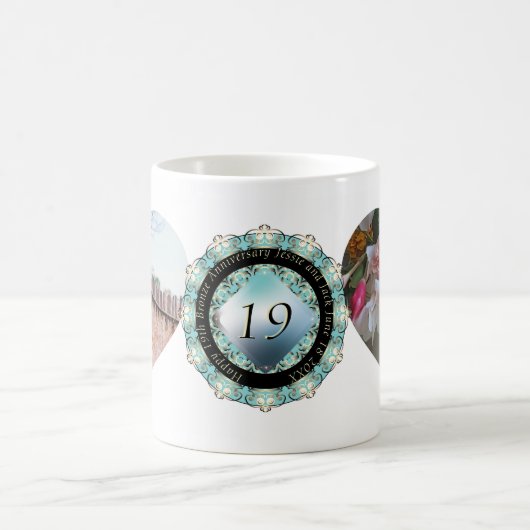 2枚の写真19結婚th Anniversaryハート・フレーム コーヒーマグカップ (中央)