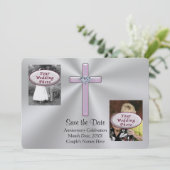 2枚の写真、あなたのテキストクリスチャン日付カードを保存 セーブザデート (スタンド正面)