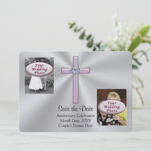 2枚の写真、あなたのテキストクリスチャン日付カードを保存 セーブザデート (スタンド正面)