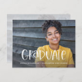 2枚の写真| お洒落タイポグラフィ卒業 案内ポストカード (正面/裏面)