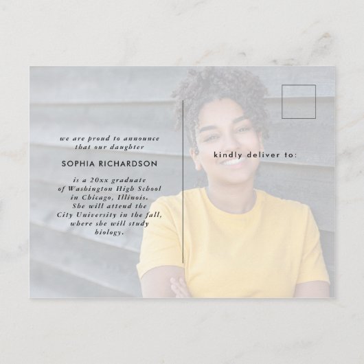 2枚の写真| お洒落タイポグラフィ卒業 案内ポストカード (裏面)