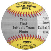 2枚の写真、すべてのプレイヤー、チーム、コーチ名ソフトボール ソフトボール (正面)