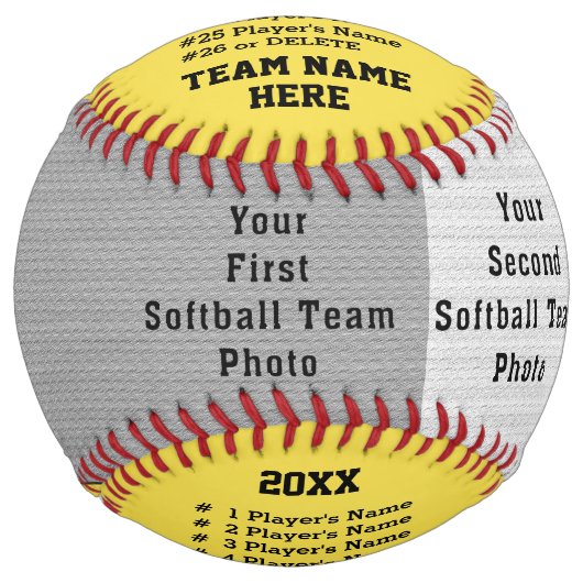 2枚の写真、すべてのプレイヤー、チーム、コーチ名ソフトボール ソフトボール (正面)