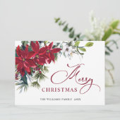 2枚の写真 エレガントなポインセチアのクリスマスグリーティング シーズンカード (スタンド正面)