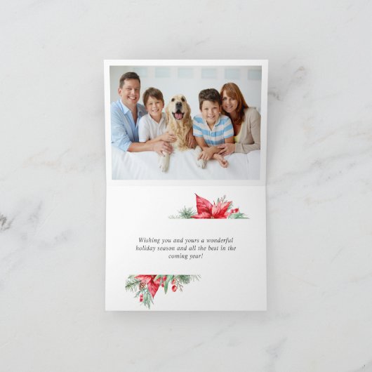 2枚の写真 エレガントな赤いオーナメント クリスマスグリーティング シーズンカード (内部)