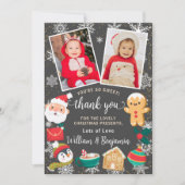 2枚の写真 クッキーとココアの雪のクリスマスパーティー サンキューカード (正面)