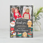2枚の写真 クッキーとココアの雪のクリスマスパーティー サンキューカード (スタンド正面)