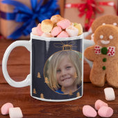 2枚の写真 クリスマスツリーの装飾 喜び ネイビー コーヒーマグカップ