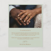 2枚の写真 グリーン&ゴールドの結婚式ウェディングサンクスカード (裏面)