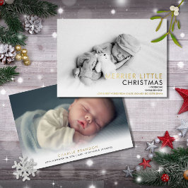 2枚の写真 ゴールドフォイル クリスマス 出生告知 箔シーズンカード