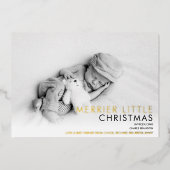 2枚の写真 ゴールドフォイル クリスマス 出生告知 箔シーズンカード (正面)