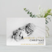 2枚の写真 ゴールドホイルのクリスマス 誕生発表 箔シーズンカード (立ち正面)