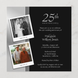 2枚の写真 シルバー 25周年結婚記念日パーティー 招待状