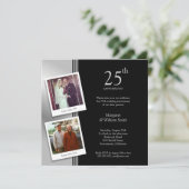 2枚の写真 シルバー 25周年 結婚記念日 パーティー 招待状 (スタンド正面)