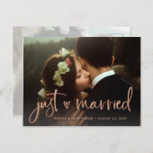 2枚の写真 | フェイクバラ金ゴールドハートたった今結婚しました 案内ポストカード (正面/裏面)