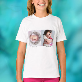 2枚の写真: ベストフレンド、お母さんお父さん、赤ちゃん時代の私、ペット Tシャツ