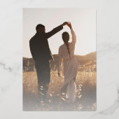 2枚の写真 モダンな結婚式の事前お知らせ 箔招待状 (裏面)