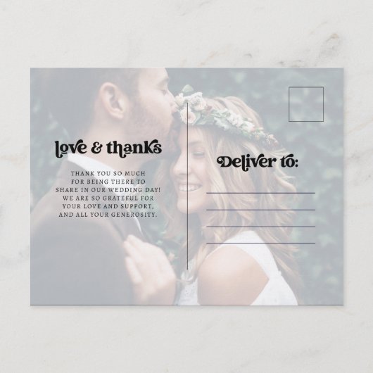 2枚の写真 |レトロボホタイポグラフィありがとう 案内ポストカード (裏面)