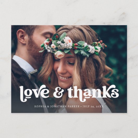 2枚の写真 |レトロボホタイポグラフィありがとう 案内ポストカード (正面)