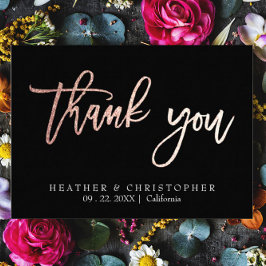 2枚の写真 ローズゴールド グリッター 結婚式 お礼カード 招待状