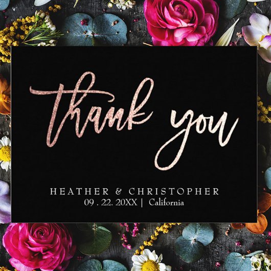 2枚の写真 ローズゴールド グリッター 結婚式 お礼カード 招待状