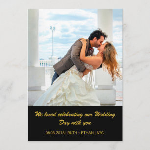 2枚の写真 - 両面 ウェディング フォト サンクス カード