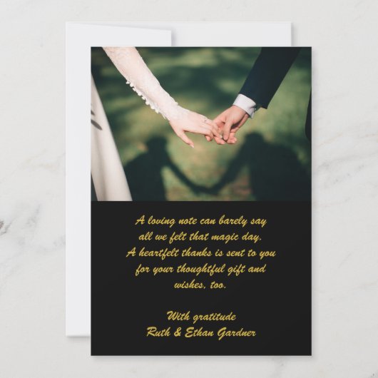 2枚の写真 - 両面 ウェディング フォト サンクス カード (裏面)