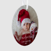 2枚の写真 初めてのクリスマスの祖父母 ホワイトスクリプト オーナメント (正面)