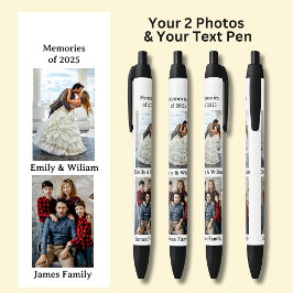 2枚の写真、名前の日付、テキストの白、黒 黒ボールペン