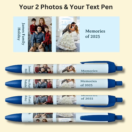 2枚の写真、名前の日付、青のテキスト 黒ボールペン