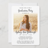 「2枚の写真 現代のエレガントなスクリプト 卒業パーティー」 招待状 (裏面)