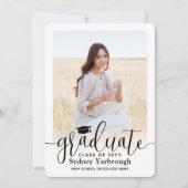 「2枚の写真 現代のエレガントなスクリプト 卒業パーティー」 招待状 (正面)