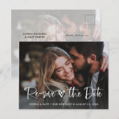 2枚の写真 | 白いハートと手書きの日付変更 案内ポストカード (正面/裏面)