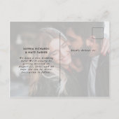 2枚の写真 | 白いハートと手書きの日付変更 案内ポストカード (裏面)