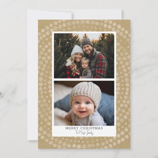 2枚の写真 – Boho モダン Dot Patternメリークリスマス シーズンカード (正面)
