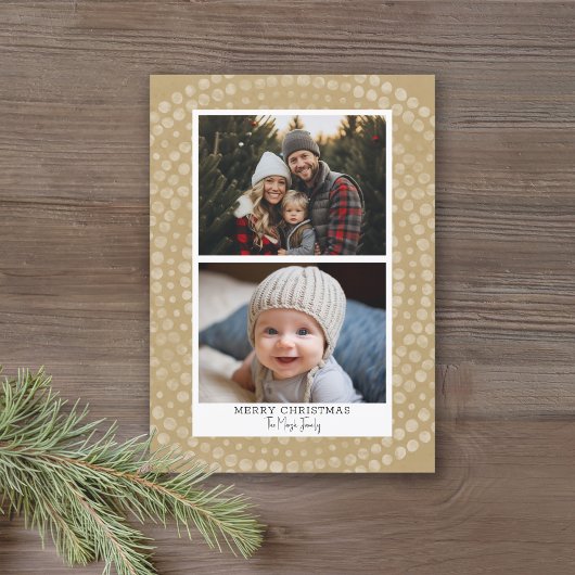 2枚の写真 – Boho モダン Dot Patternメリークリスマス シーズンカード