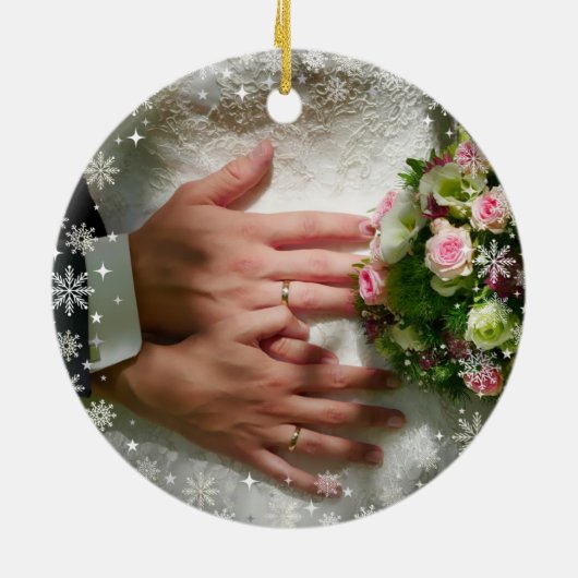 2枚の写真(Vert+H)第1回クリスマスMr. Mrs. Snowflakes セラミックオーナメント (裏面)